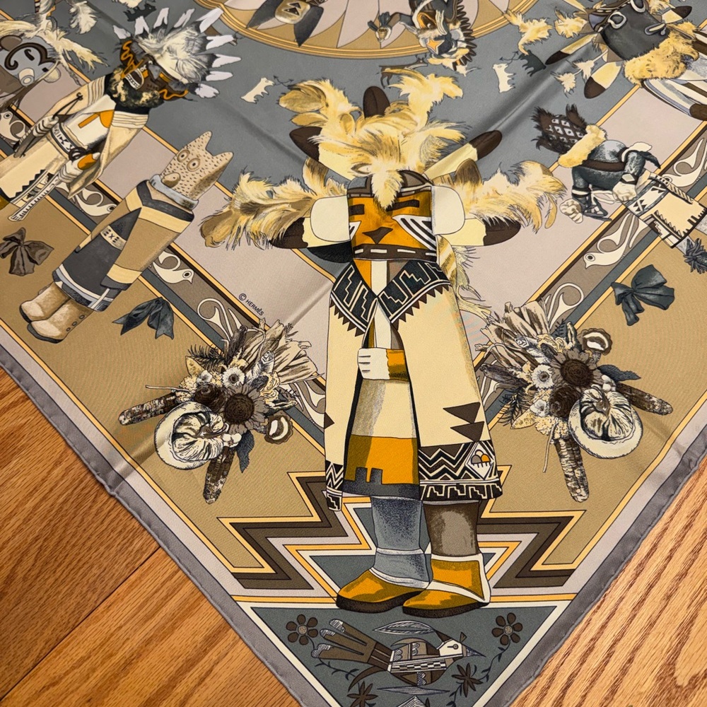 Hermès Vintage Kachinas Hopi Silk Scarf by Kermit Oliver - Picture 9 of 14